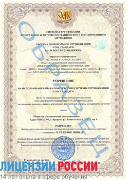 Образец разрешение Советский Сертификат ISO 50001